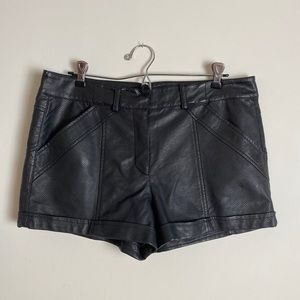 French Connection Black Faux Leather Shorts